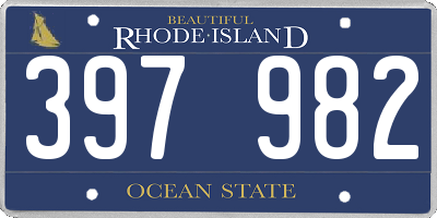 RI license plate 397982