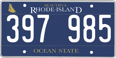RI license plate 397985