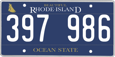 RI license plate 397986