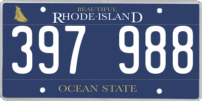 RI license plate 397988