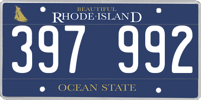 RI license plate 397992