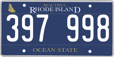RI license plate 397998