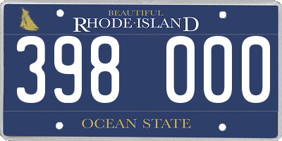 RI license plate 398000