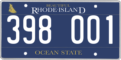 RI license plate 398001
