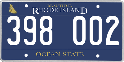 RI license plate 398002