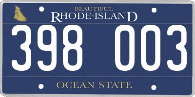 RI license plate 398003