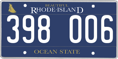 RI license plate 398006