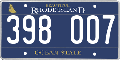 RI license plate 398007