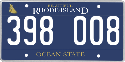 RI license plate 398008