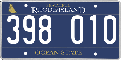 RI license plate 398010