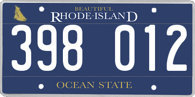 RI license plate 398012