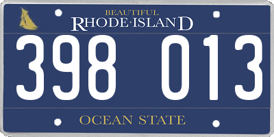 RI license plate 398013