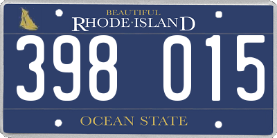 RI license plate 398015