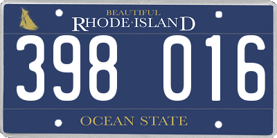 RI license plate 398016