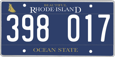 RI license plate 398017