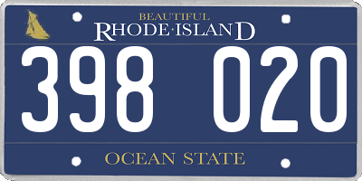 RI license plate 398020