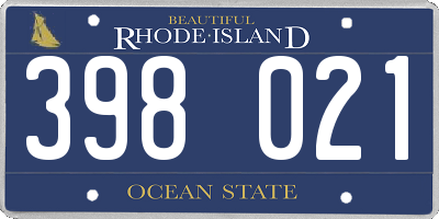RI license plate 398021