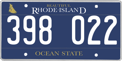 RI license plate 398022