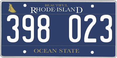 RI license plate 398023