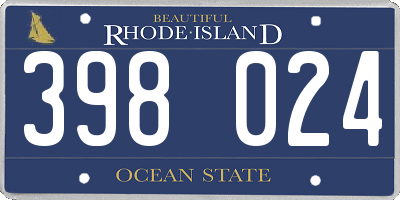 RI license plate 398024