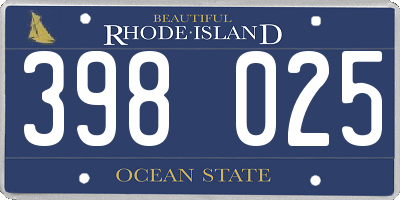 RI license plate 398025