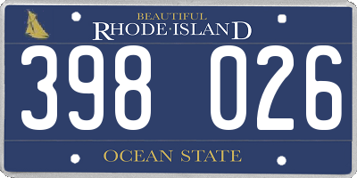 RI license plate 398026
