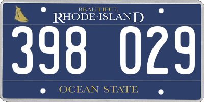 RI license plate 398029