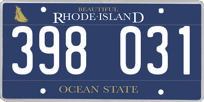 RI license plate 398031
