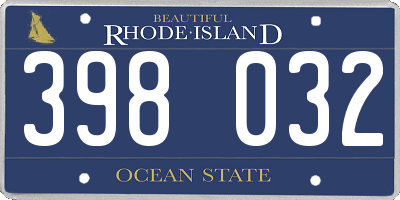 RI license plate 398032