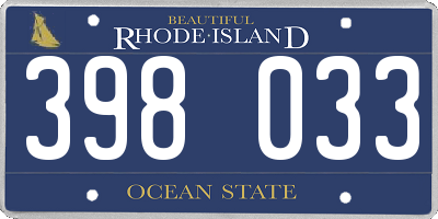 RI license plate 398033