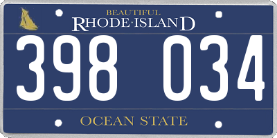 RI license plate 398034