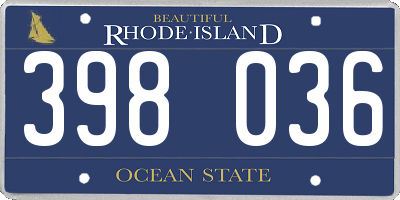 RI license plate 398036