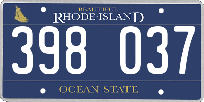 RI license plate 398037