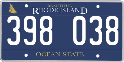 RI license plate 398038