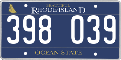RI license plate 398039