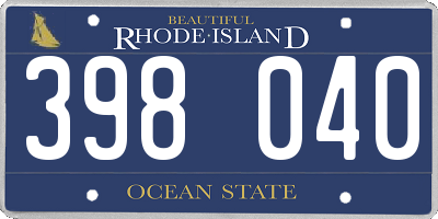 RI license plate 398040