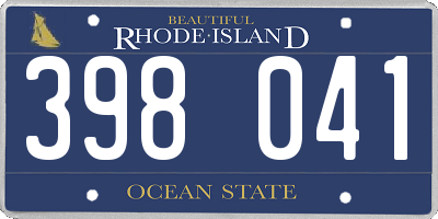 RI license plate 398041