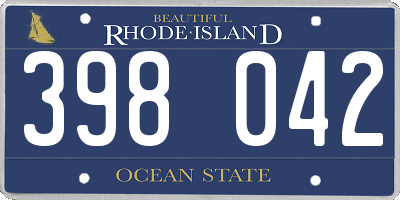 RI license plate 398042