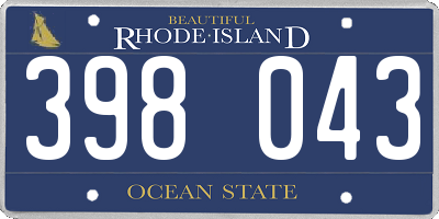 RI license plate 398043