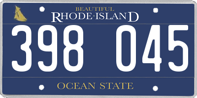 RI license plate 398045