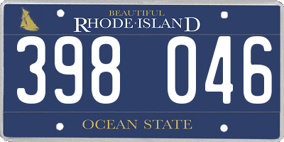 RI license plate 398046
