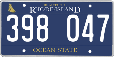 RI license plate 398047