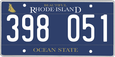 RI license plate 398051