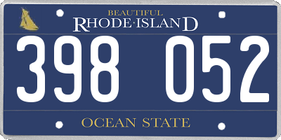 RI license plate 398052