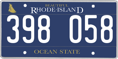 RI license plate 398058