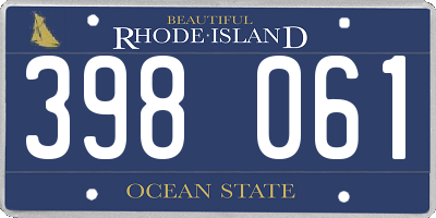 RI license plate 398061