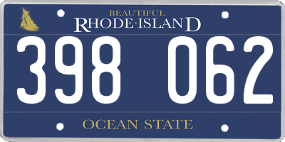 RI license plate 398062