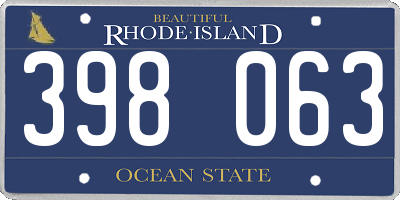 RI license plate 398063