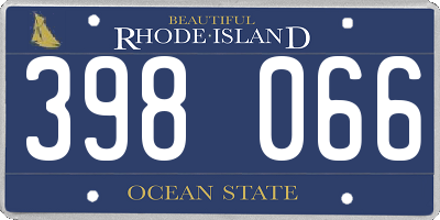 RI license plate 398066