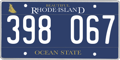 RI license plate 398067